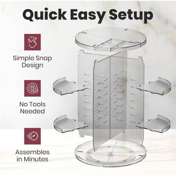 Rotating makeup organizer clear 360 spinning cosmetic storage for vanity counter - Picture 5 of 7